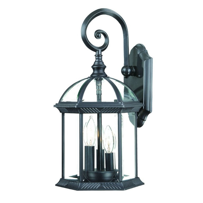 HomeRoots Three Bulb Matte Black Lantern Sconce for Entryway Hallway or Outdoor Porch Use 398391