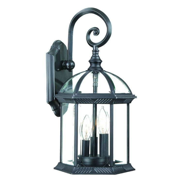 HomeRoots Three Bulb Matte Black Lantern Sconce for Entryway Hallway or Outdoor Porch Use 398391