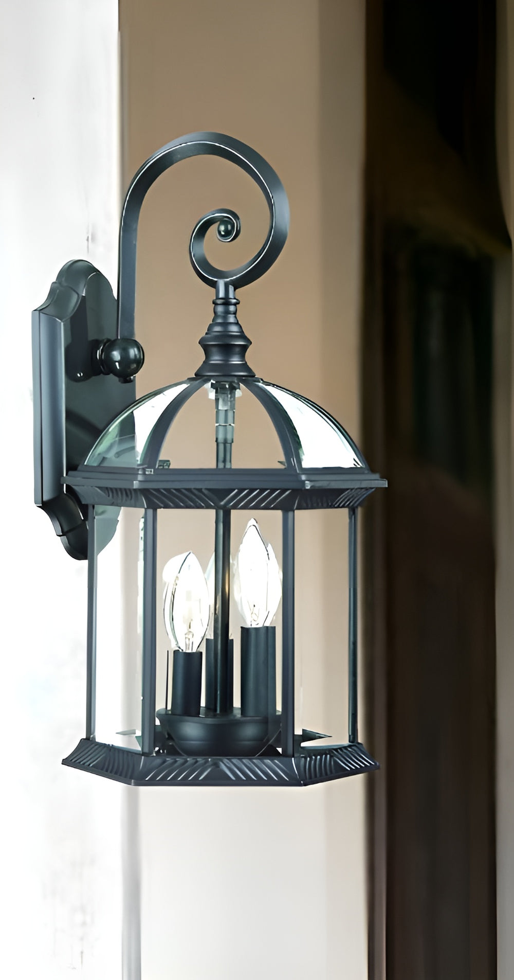 Homeroots Three Light Matte Black Eastern Lantern Wall Light   398391