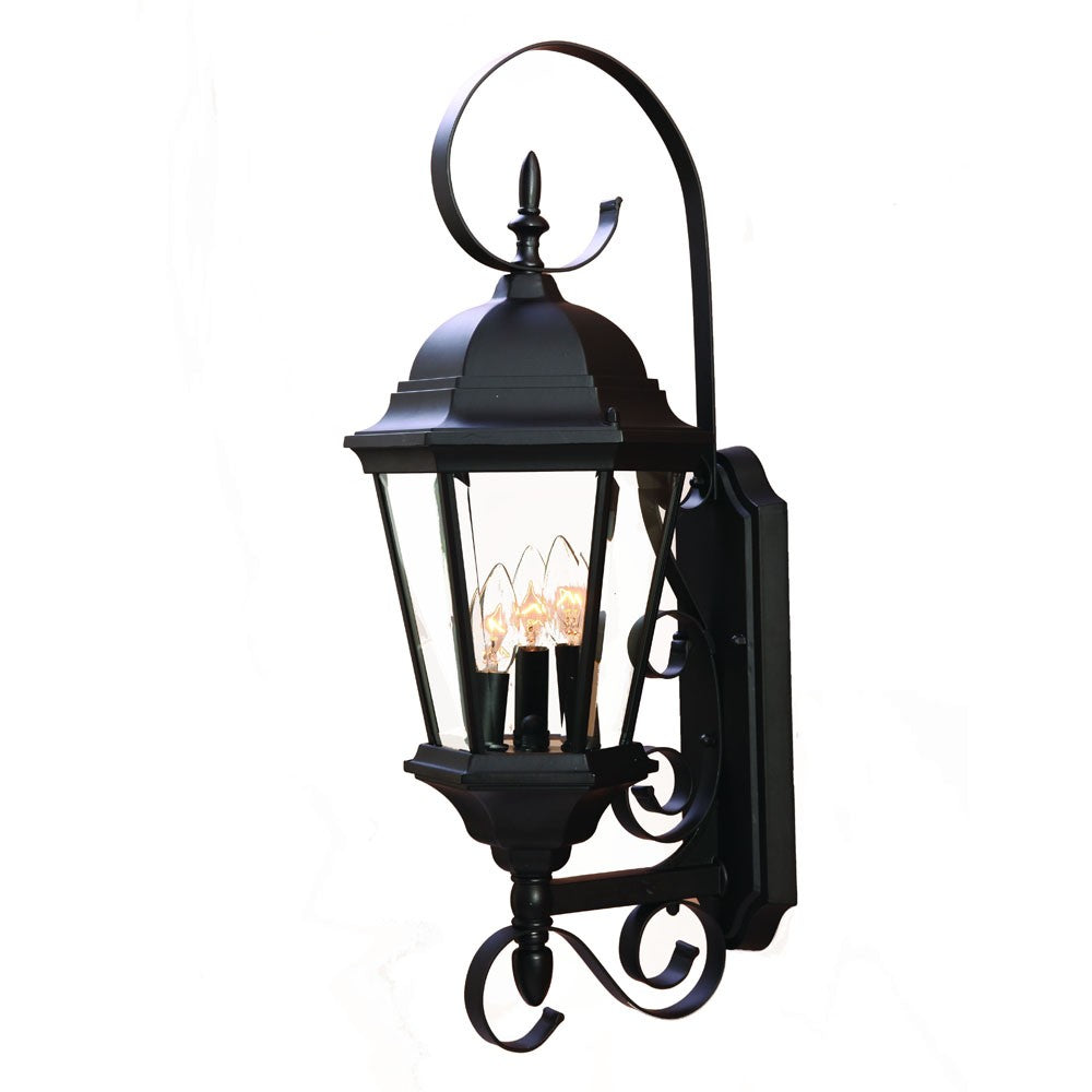 Homeroots Three Light Matte Black Swing Arm Lantern Wall Light   398393