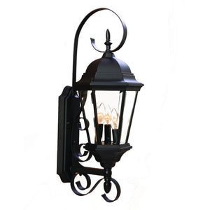 HomeRoots Three Light Matte Black Swing Arm Lantern - Elegant French Quarter Style for Porches & Entryways 398393
