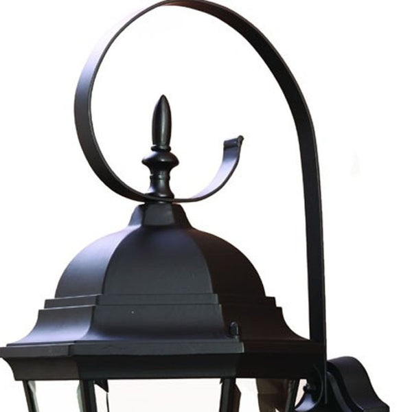 HomeRoots Three Light Matte Black Swing Arm Lantern - Elegant French Quarter Style for Porches & Entryways 398393