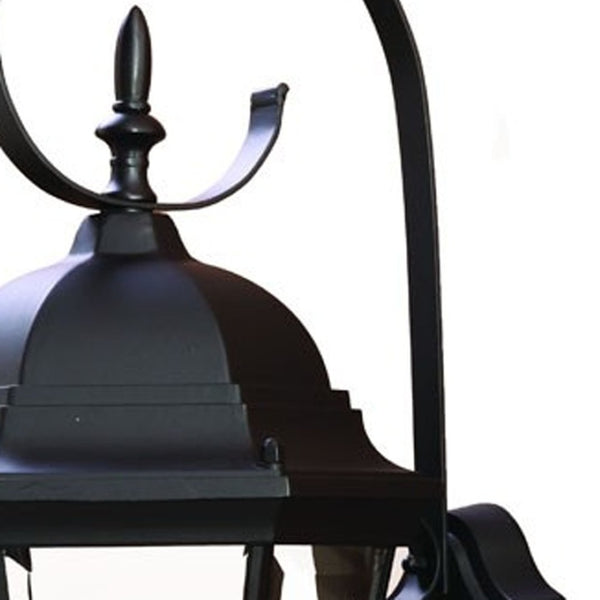 HomeRoots Three Light Matte Black Swing Arm Lantern - Elegant French Quarter Style for Porches & Entryways 398393