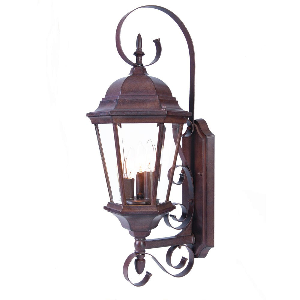 Homeroots Three Light Dark Brown Swing Arm Lantern Wall Light   398394