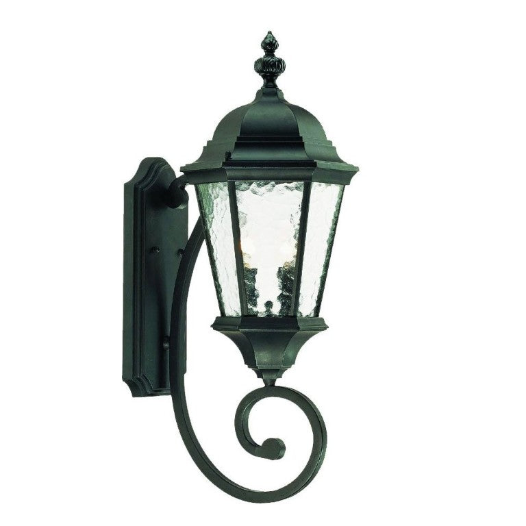 HomeRoots Two Light Matte Black Carousel Lantern Fixture for Outdoor or Entryway Walls 398396