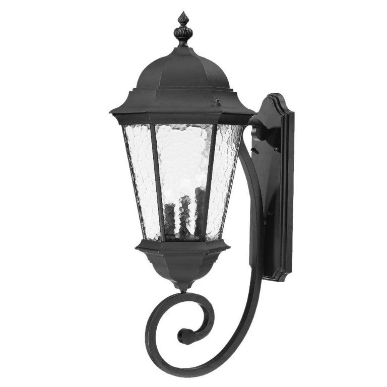 HomeRoots Black Hammered Glass Three Light Dimmable Pendant Fixture for Outdoor Patio Spaces 398399