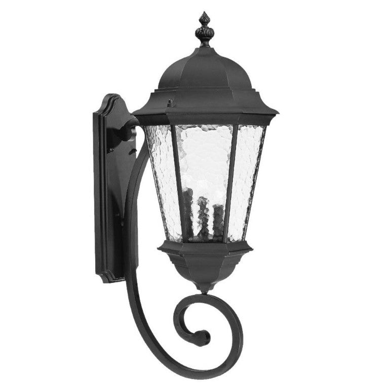 HomeRoots Black Hammered Glass Three Light Dimmable Pendant Fixture for Outdoor Patio Spaces 398399