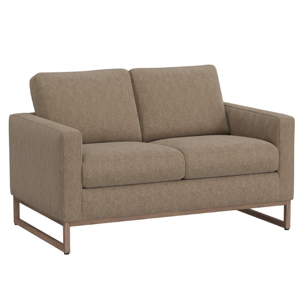 English Elm Truffle Two Seat Loveseat with Taupe Upholstery and Sleek Metal Legs for Modern Spaces B361P482533