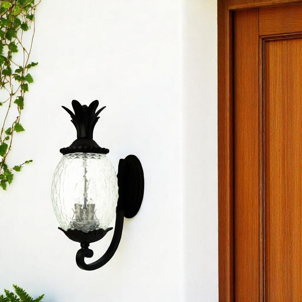 HomeRoots Matte Black Pineapple Wall Light – Tropical Hospitality Accent for Entryways & Outdoor Spaces 398402