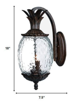 Homeroots Antique Bronze Hanging Pineapple Wall Light   398403