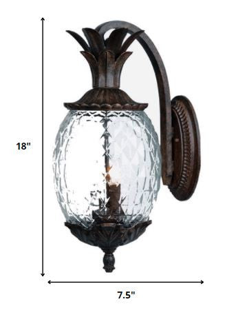 Homeroots Antique Bronze Hanging Pineapple Wall Light   398403