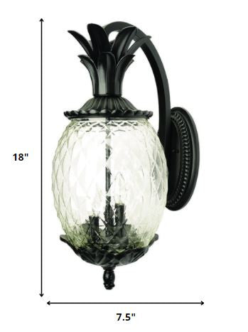 Homeroots Matte Black Hanging Pineapple Wall Light   398404
