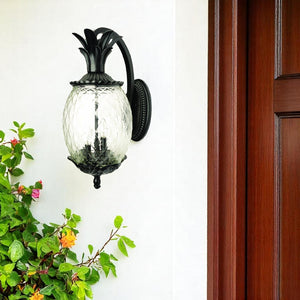 HomeRoots Matte Black Hanging Pineapple Wall Light - Whimsical Outdoor Fixture for Warm Hospitality & Charm 398404