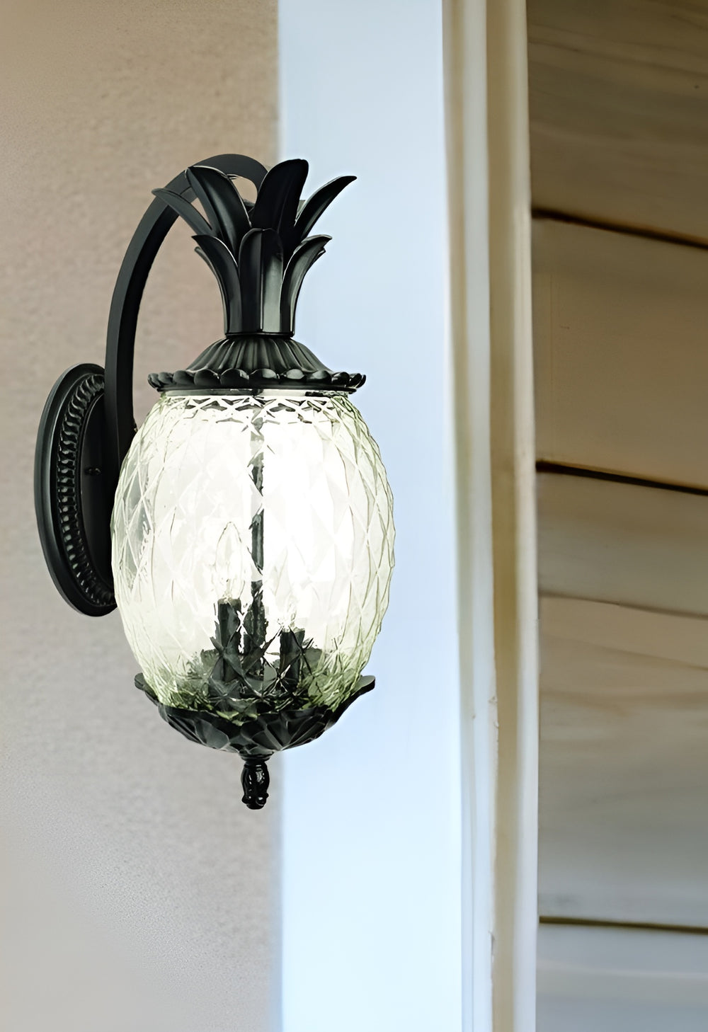 Homeroots Matte Black Hanging Pineapple Wall Light   398404