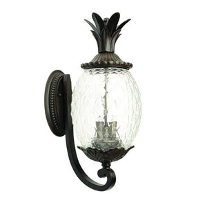 Black Crackled Glass Three-light Dimmable Pendant Fixture for Covered Patio Spaces