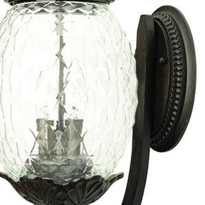 Black Crackled Glass Three-light Dimmable Pendant Fixture for Covered Patio Spaces