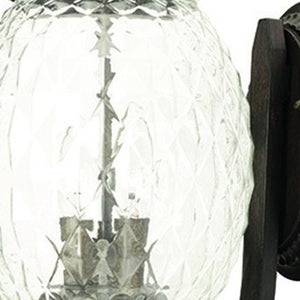 Black Crackled Glass Three-light Dimmable Pendant Fixture for Covered Patio Spaces