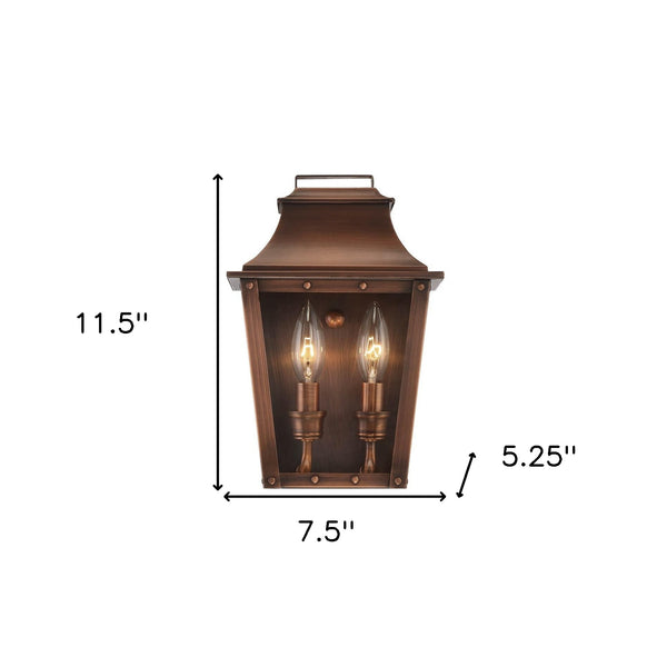 Homeroots Coventry 2-light Copper Patina Pocket Wall Light   398424