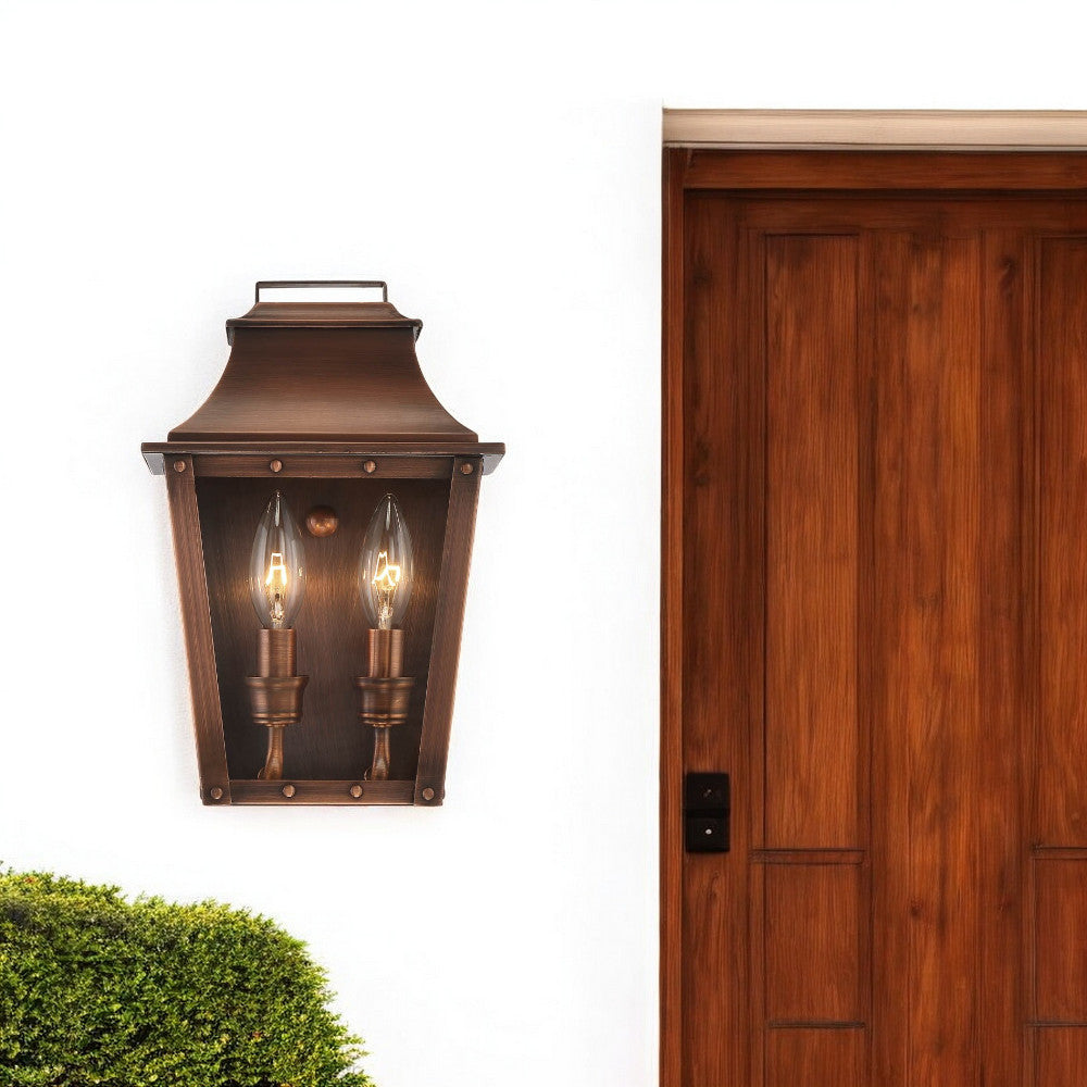 Homeroots Coventry 2-light Copper Patina Pocket Wall Light   398424