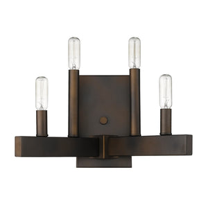 HomeRoots Four Light Bronze Metal Vintage Wall Sconce - Timeless Charm for Hallways, Entryways & Living Areas 398429