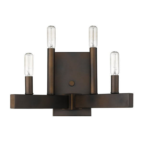 HomeRoots Four Light Bronze Metal Vintage Wall Sconce - Timeless Charm for Hallways, Entryways & Living Areas 398429
