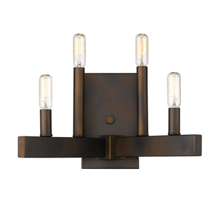 HomeRoots Four Light Bronze Metal Vintage Wall Sconce - Timeless Charm for Hallways, Entryways & Living Areas 398429