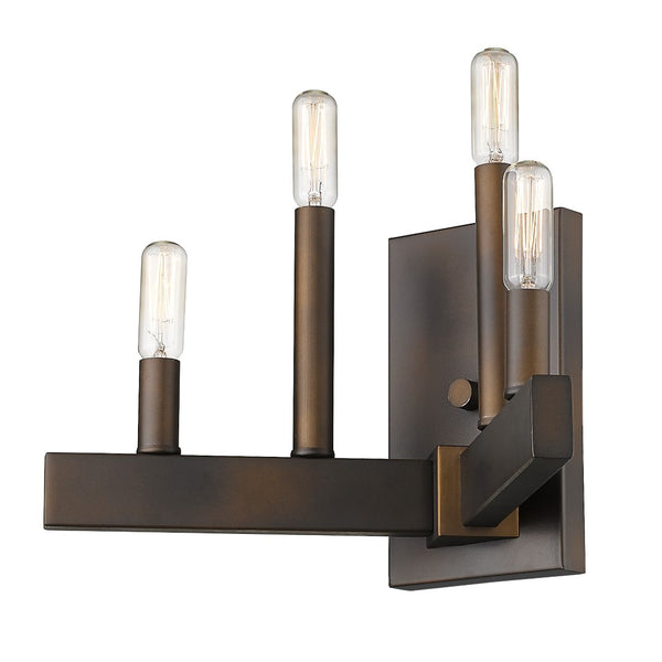 HomeRoots Four Light Bronze Metal Vintage Wall Sconce - Timeless Charm for Hallways, Entryways & Living Areas 398429