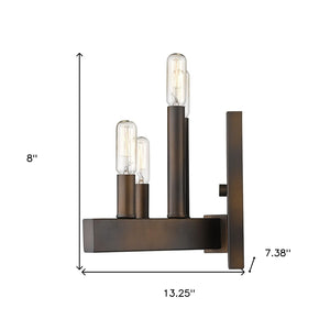 HomeRoots Four Light Bronze Metal Vintage Wall Sconce - Timeless Charm for Hallways, Entryways & Living Areas 398429