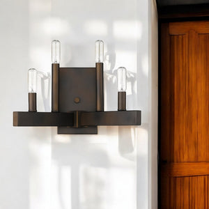 HomeRoots Four Light Bronze Metal Vintage Wall Sconce - Timeless Charm for Hallways, Entryways & Living Areas 398429