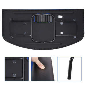 English Elm Soozier Foldable Poker Table, 72" Blackjack For 7 Players With Padded Rails & Cup Holders, Blue Felt W2225P217204-GIGA