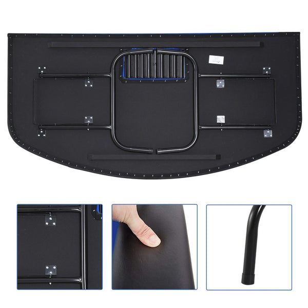 English Elm Soozier Foldable Poker Table, 72" Blackjack For 7 Players With Padded Rails & Cup Holders, Blue Felt W2225P217204-GIGA