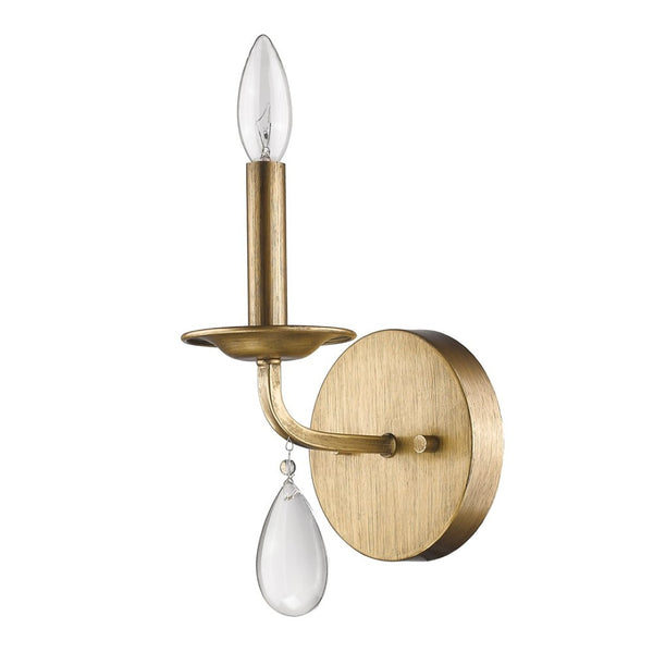 HomeRoots Light Gold Wall Sconce with Elegant Crystal Accent for Transitional Home Décor & Ambient Lighting 398432