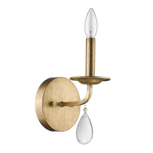 HomeRoots Light Gold Wall Sconce with Elegant Crystal Accent for Transitional Home Décor & Ambient Lighting 398432