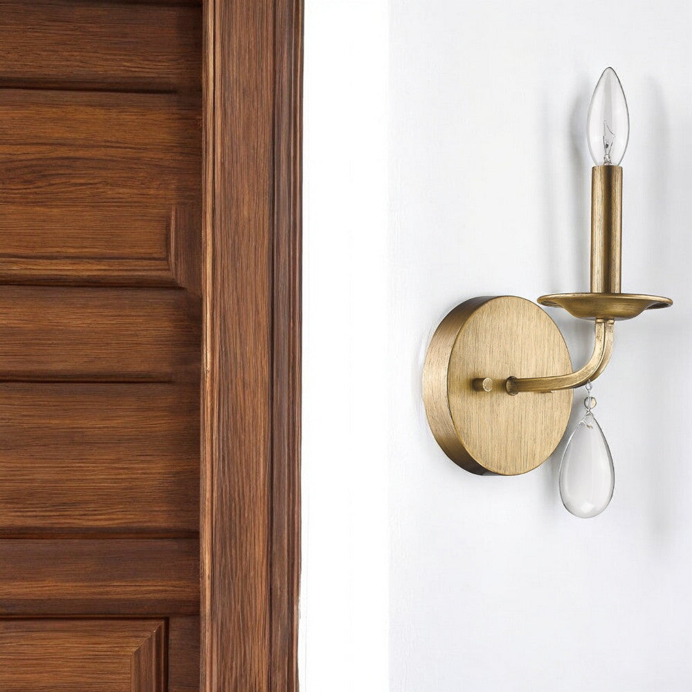 Homeroots Light Gold Wall Sconce With Crystal Accent   398432