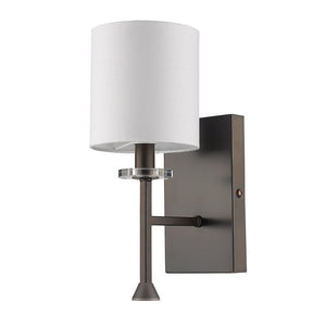 Homeroots Minimalist Bronze Wall Sconce With Fabric Shade   398433