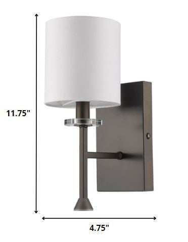 Homeroots Minimalist Bronze Wall Sconce With Fabric Shade   398433