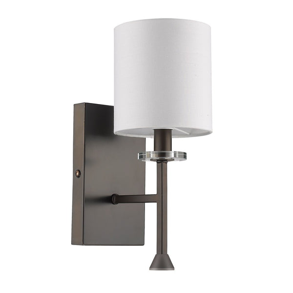 Homeroots Minimalist Bronze Wall Sconce With Fabric Shade   398433
