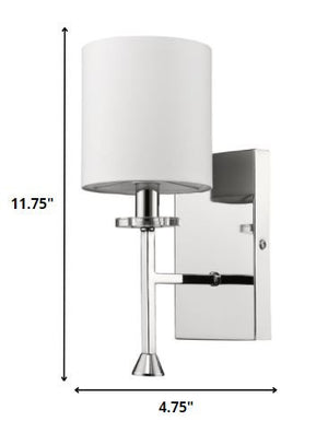 Homeroots Minimalist Silver Wall Sconce With Fabric Shade   398434