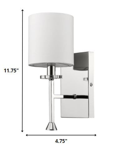 Homeroots Minimalist Silver Wall Sconce With Fabric Shade   398434