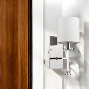 Homeroots Minimalist Silver Wall Sconce With Fabric Shade   398434