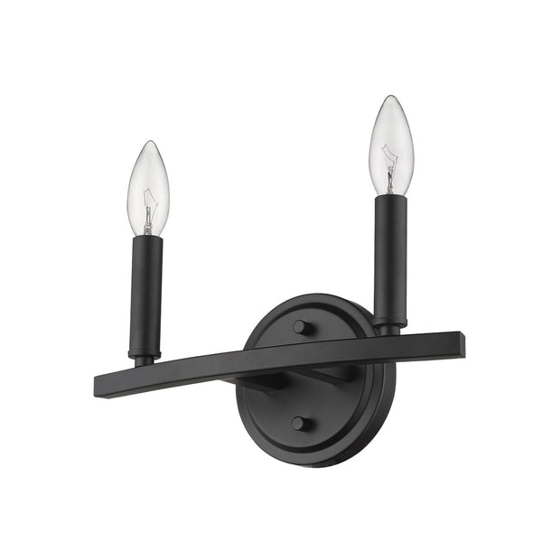 HomeRoots Two Light Matte Black Wall Sconce - Modern Minimalist Fixture for Stylish Ambiance in Any Room 398438