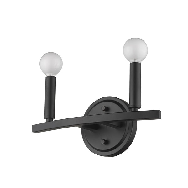 HomeRoots Two Light Matte Black Wall Sconce - Modern Minimalist Fixture for Stylish Ambiance in Any Room 398438