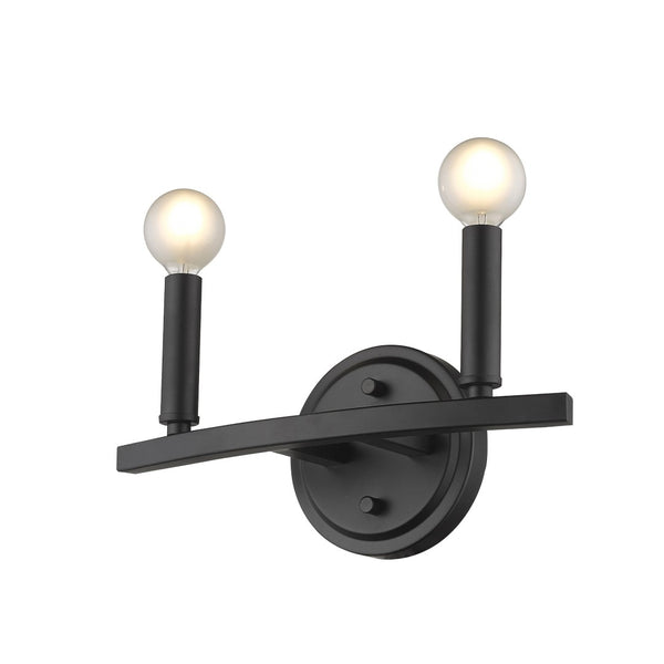 HomeRoots Two Light Matte Black Wall Sconce - Modern Minimalist Fixture for Stylish Ambiance in Any Room 398438