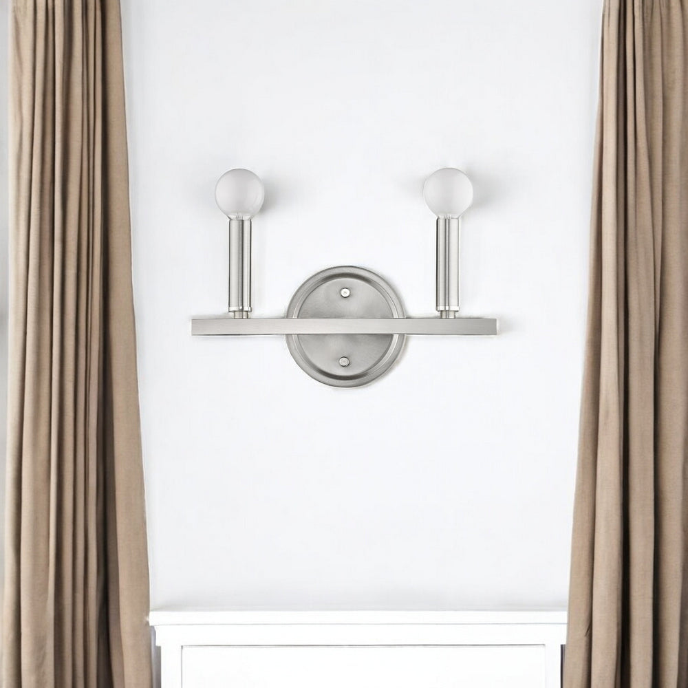 Homeroots Two Light Silver Wall Sconce   398439