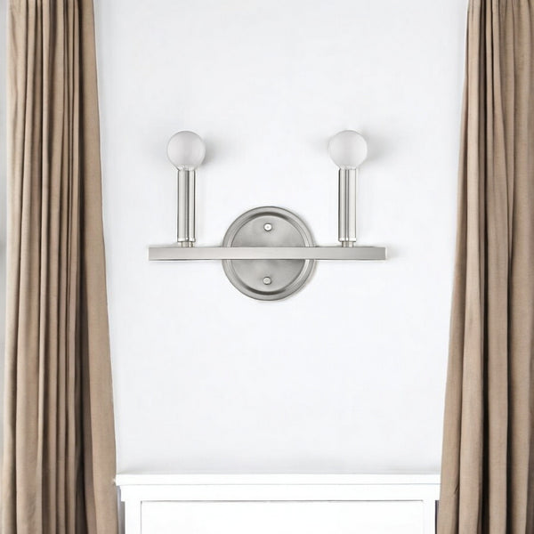 Homeroots Two Light Silver Wall Sconce   398439