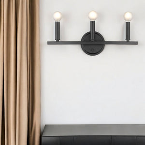 HomeRoots Three Light Matte Black Wall Sconce - Modern Minimalist Design for Ambient Lighting in Any Room 398440