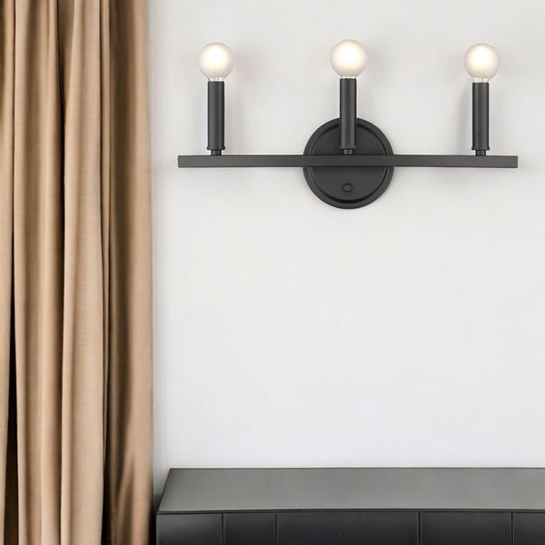 HomeRoots Three Light Matte Black Wall Sconce - Modern Minimalist Design for Ambient Lighting in Any Room 398440