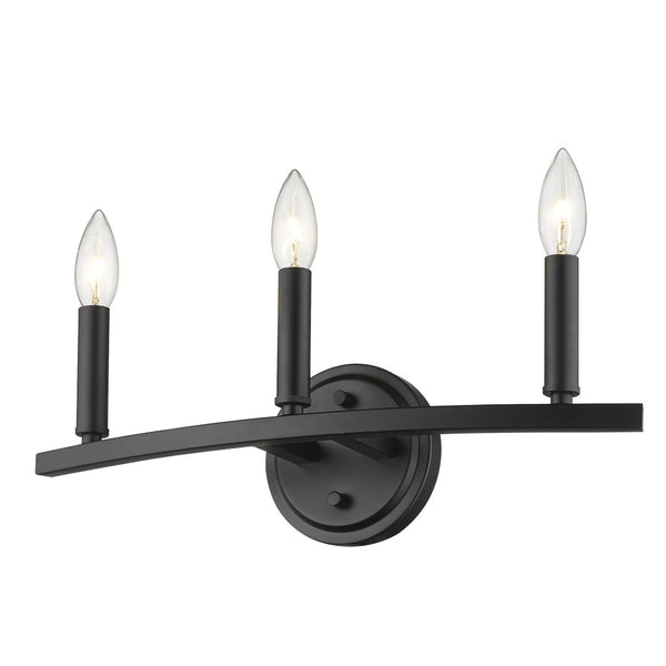 HomeRoots Three Light Matte Black Wall Sconce - Modern Minimalist Design for Ambient Lighting in Any Room 398440