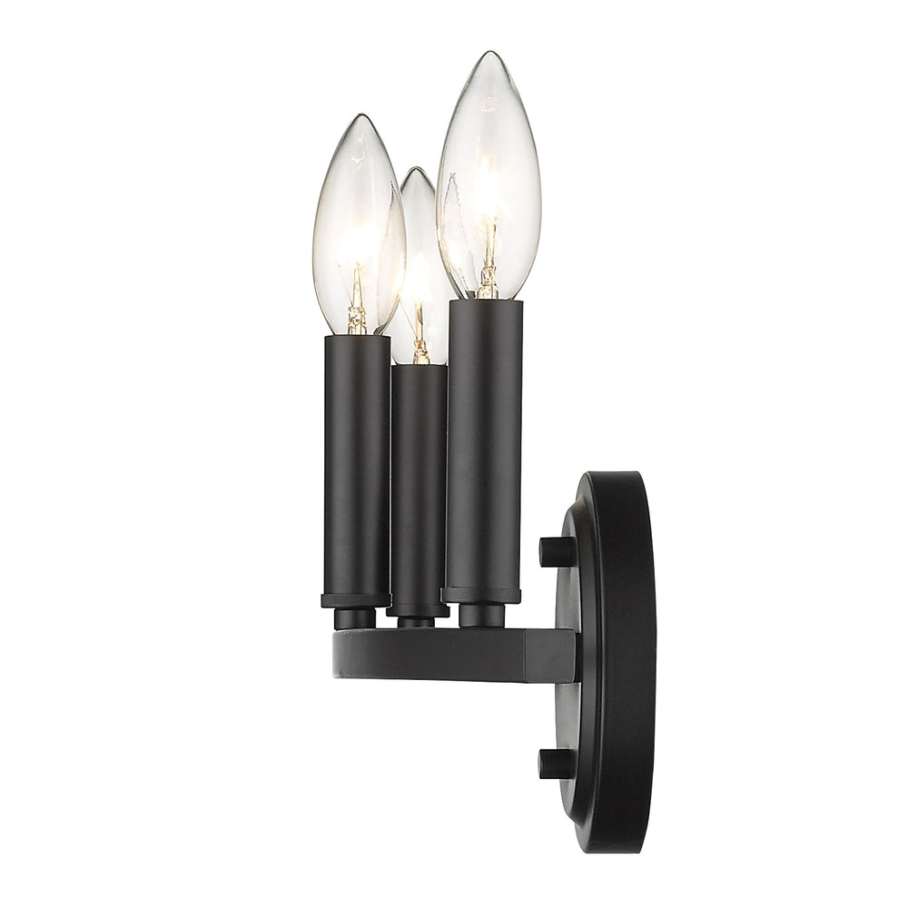 Homeroots Three Light Matte Black Wall Sconce   398440