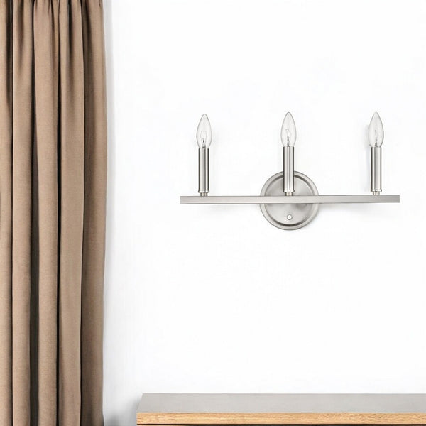 HomeRoots Three Light Silver Wall Sconce - Modern Minimalist Fixture for Bright, Customizable Lighting in Any Room 398441